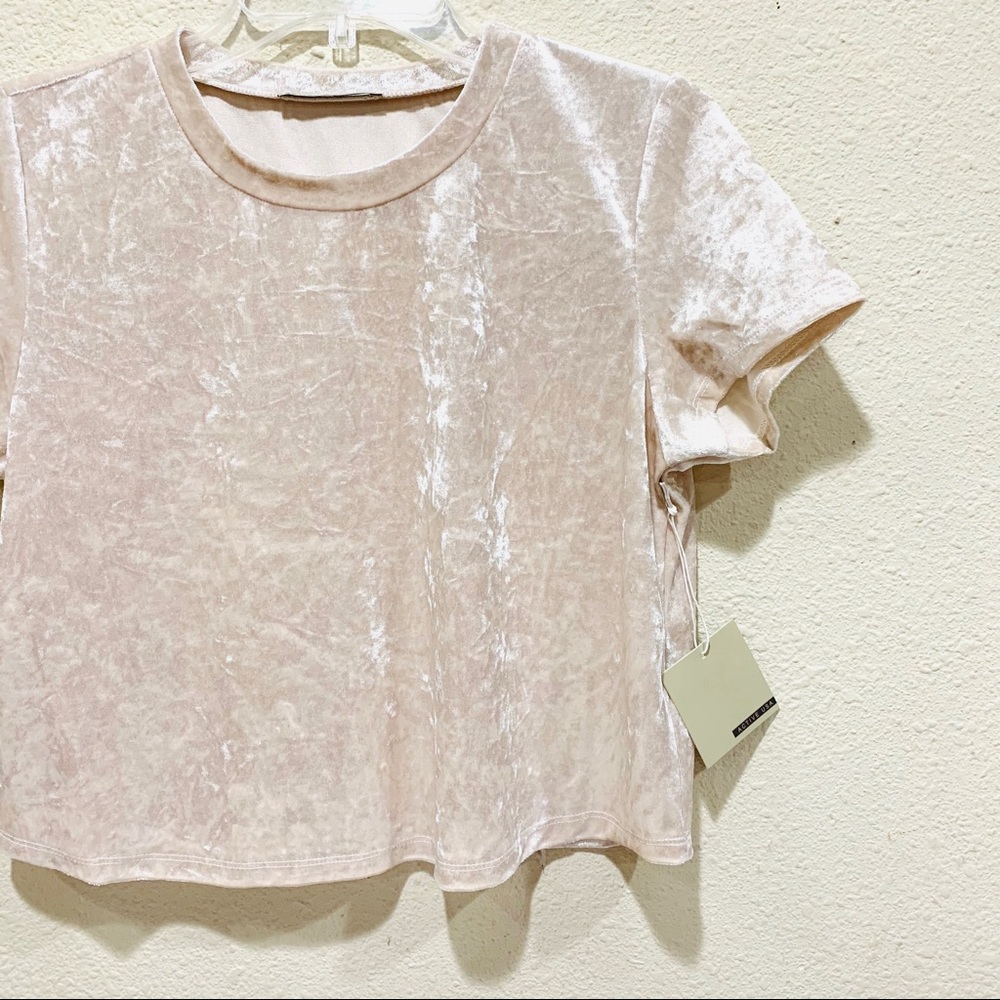 Soft Short Sleeve Velvet Crop Top (NWT) - Picture 3 of 8